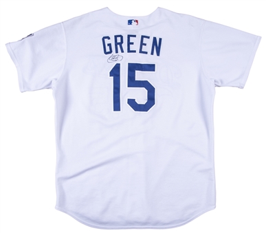 2004 Shawn Green Game Used and Signed Los Angeles Dodgers #15 Home Jersey (Case LOA & Beckett)